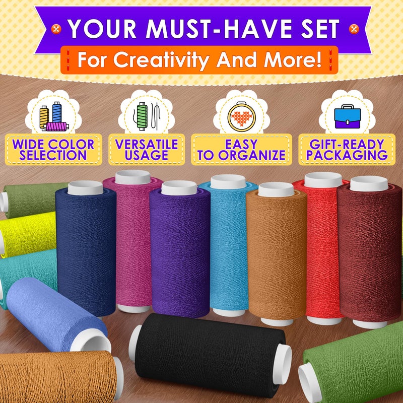 Luxbon 36 Bright Colors Sewing Thread Set - 250 Yards Spool Thread for Sewing Made of Strong Polyester, Multipack for Versatile Usage, Hand and Machine Needlework - Storing Case for Neat Organization - Image 4